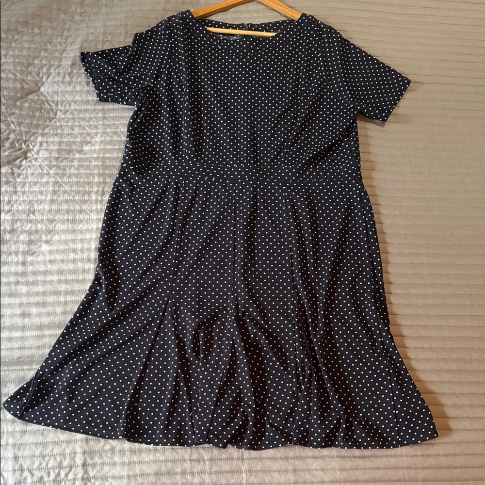 Talbots Black Dress with White Polka Dots — Midi
